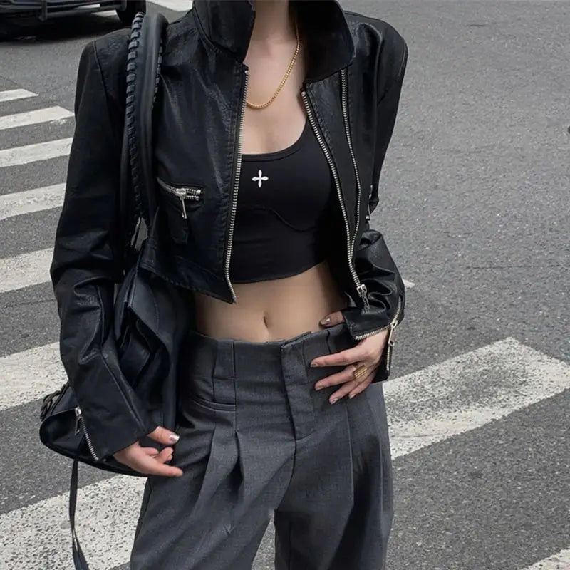 Cropped Leather Jacket