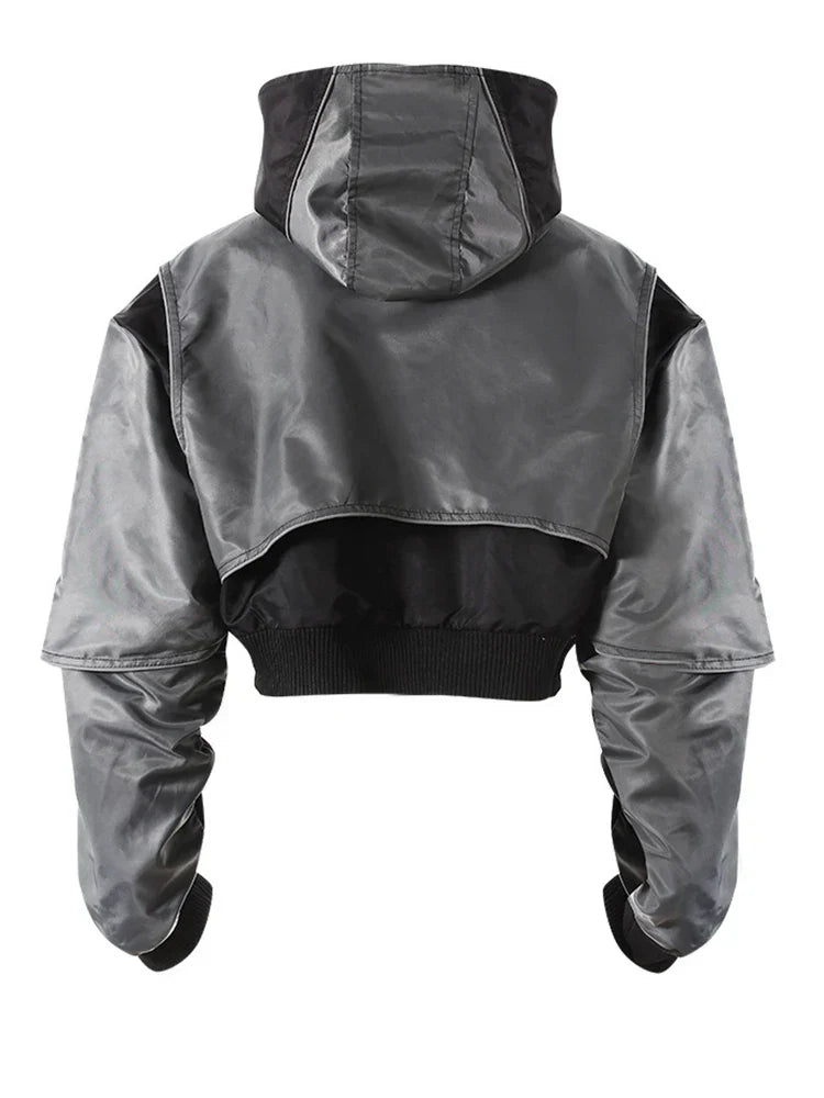 Women's Hooded Bomber Gray