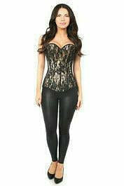 Tan Lace Front Zipper Corset