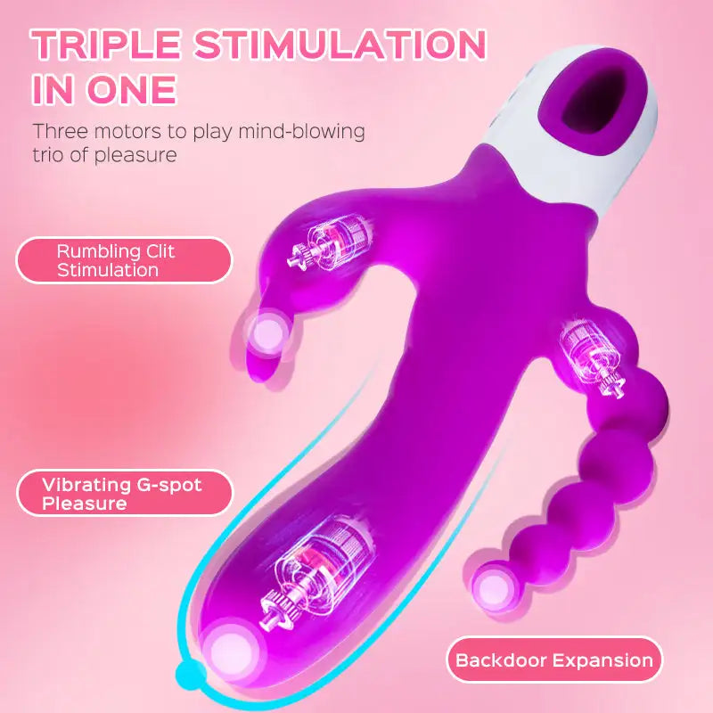 Triple Rabbit Vibrator with Anal Beads