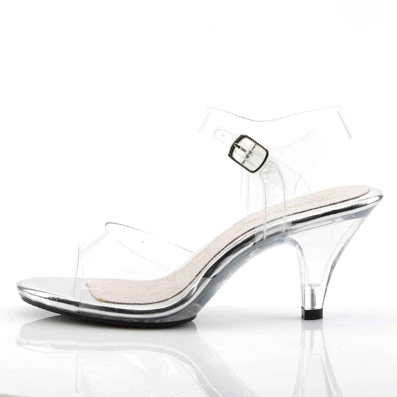 Clear 3" Heel Ankle Strap Sandal