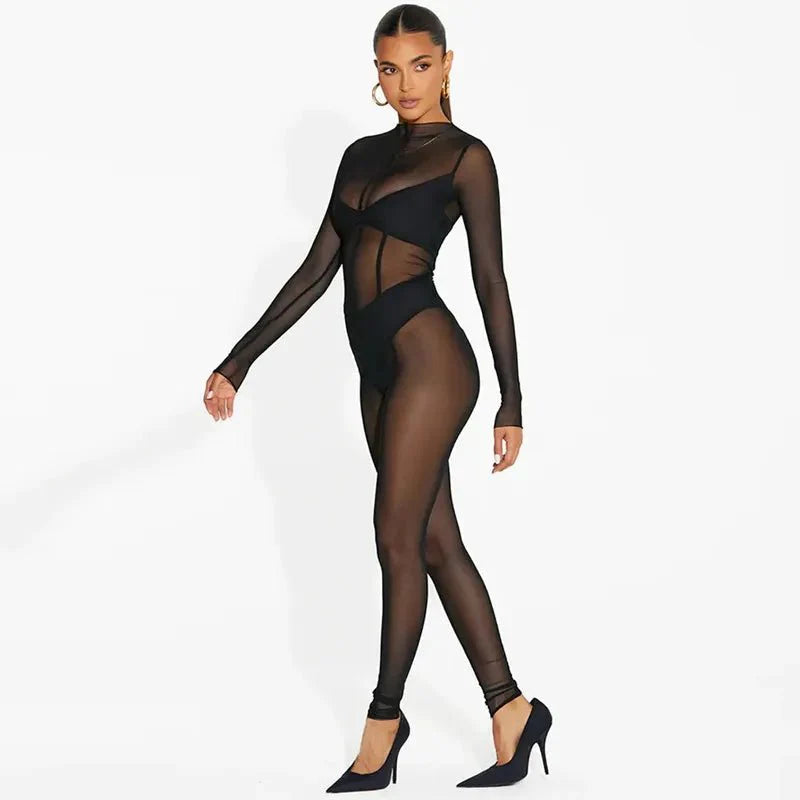 Gothyx® Black Mesh Seam Detail Jumpsuit