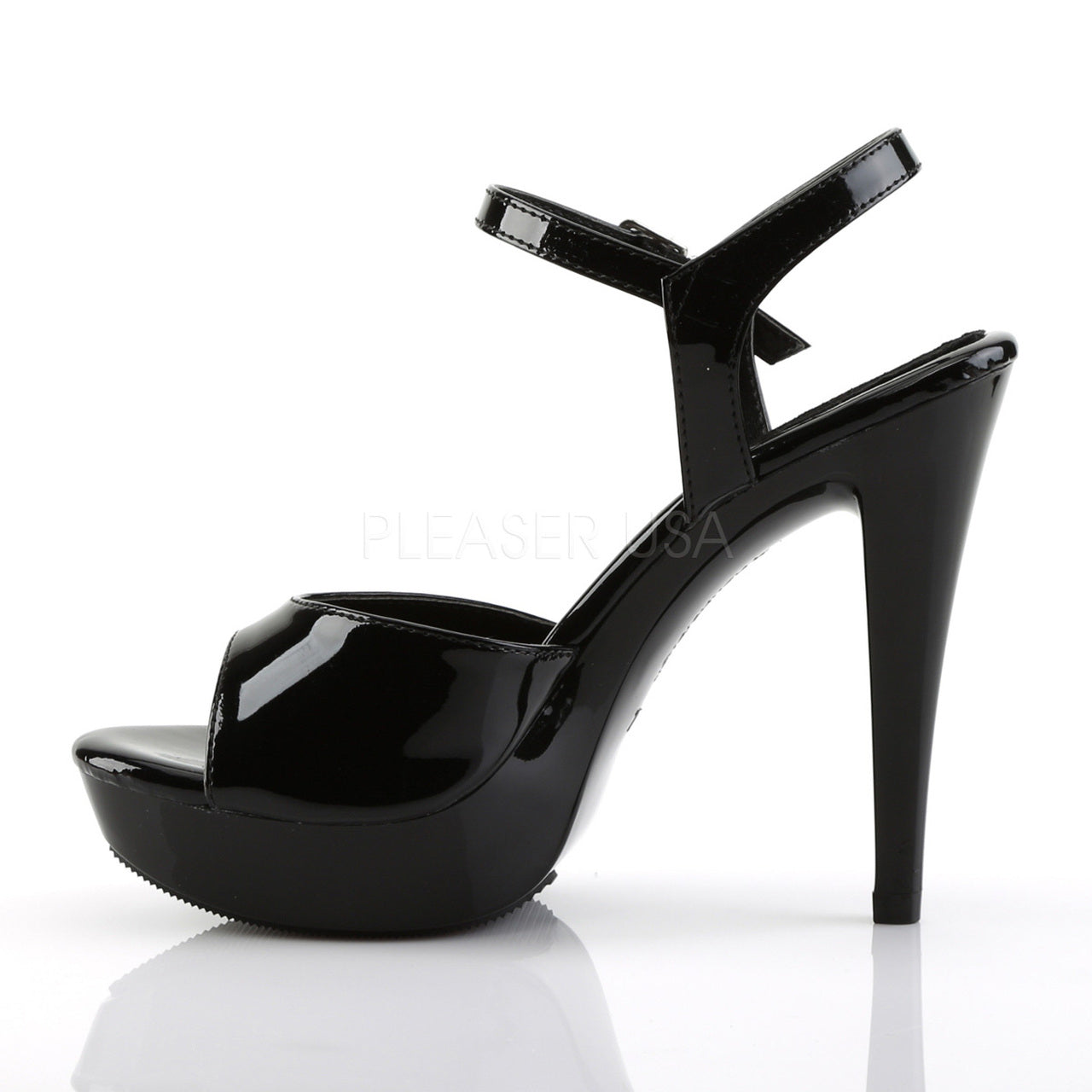 Black 5" Heel 1" Platform Ankle Strap Sandal