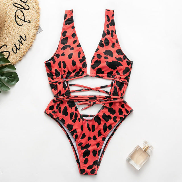 Boldessa® Brazilian Leopard Printed Women Pushup One Piece Monokini