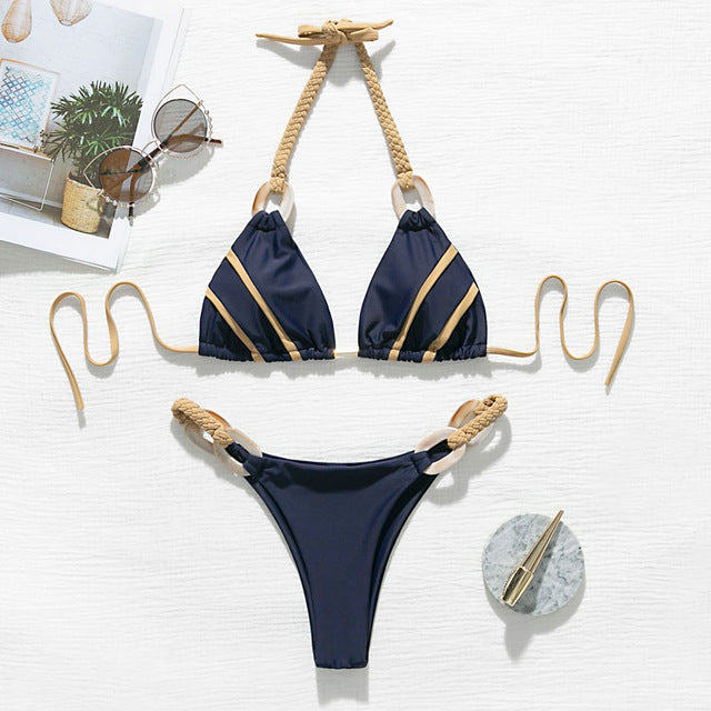 Boldessa® Beach Date Striped Bikini