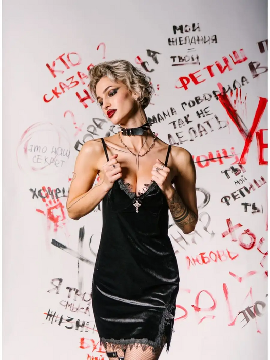 Gothyx® Crimson Kiss – Gothic Slip Dress