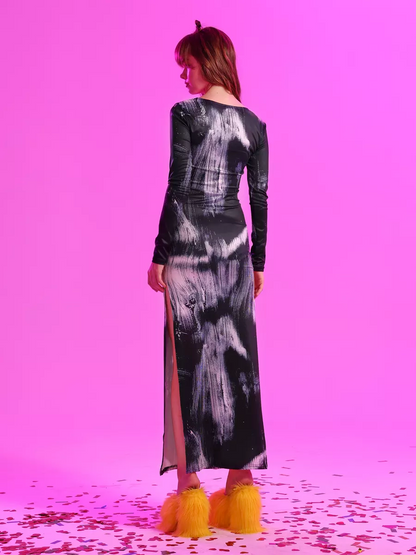 Gothyx® Cosmic Party – Abstract Paint Maxi Dress