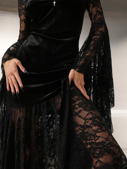 Gothyx® Nocturne Empress – Velvet & Lace Gothic Gown