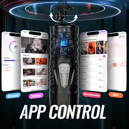 GOTHYX™ Magnus Male Masturbator with Handle, Phone Holder 🔥 Toy 7 Thrusting & Rotating Modes, Suction Base Stroker, Hands-Free LCD Display