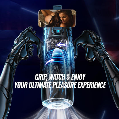 GOTHYX™ Magnus Male Masturbator with Handle, Phone Holder 🔥 Toy 7 Thrusting & Rotating Modes, Suction Base Stroker, Hands-Free LCD Display