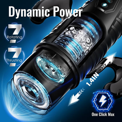 GOTHYX™ Magnus Male Masturbator with Handle, Phone Holder 🔥 Toy 7 Thrusting & Rotating Modes, Suction Base Stroker, Hands-Free LCD Display