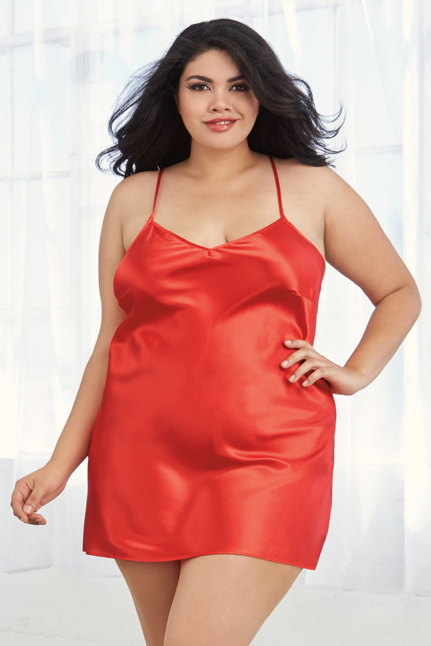 Plus Size Satin Robe and Chemise