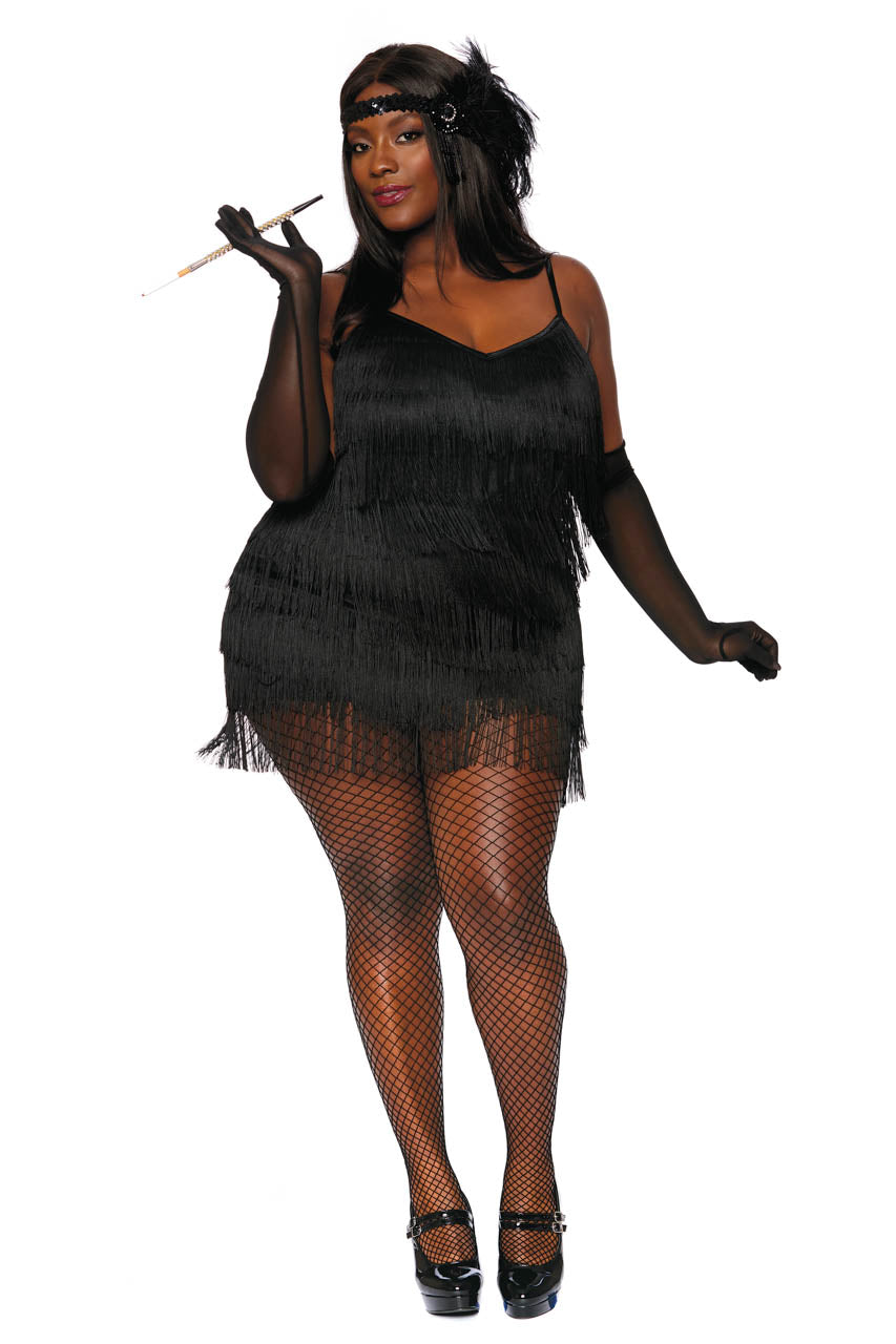 Plus Size Black Flapper Dress