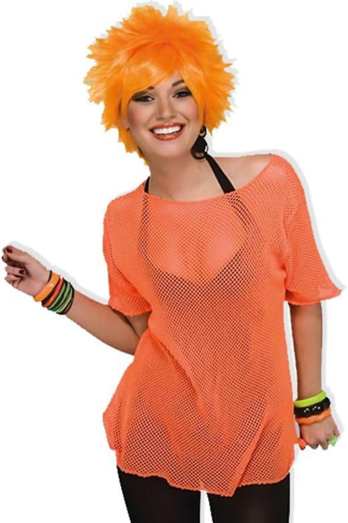 Neon Orange Mesh Top