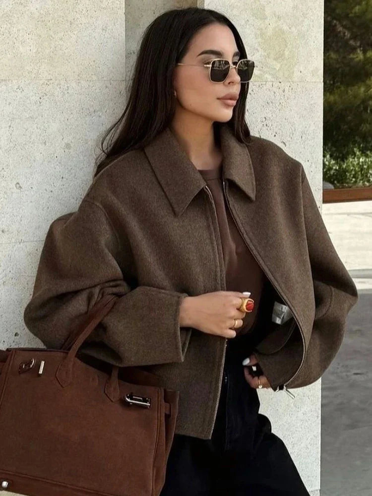 Women's Woolen Jacket Brown