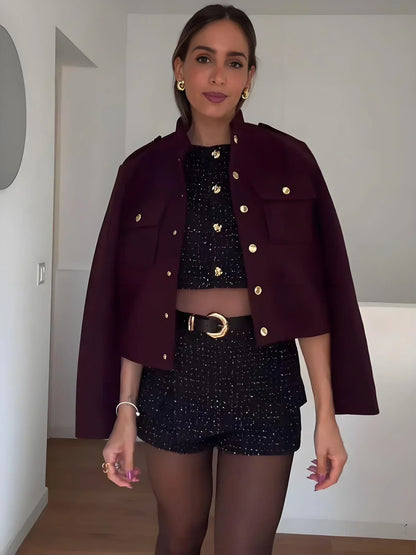 Women's Vintage Classic Jacket Burgundy