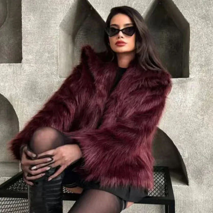 Women's Fur Coat Burgundy