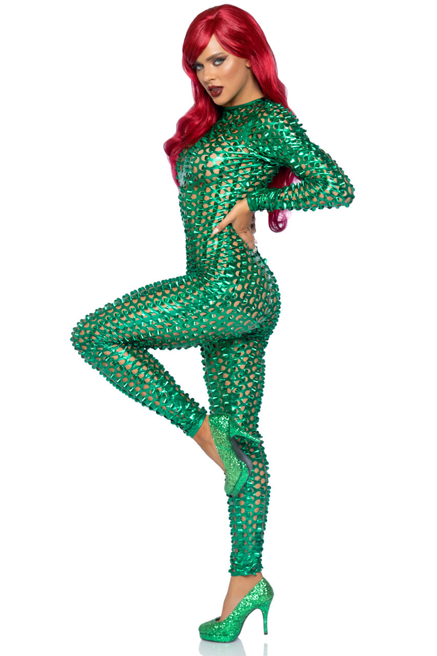 Laser Cut Metallic Catsuit Costume