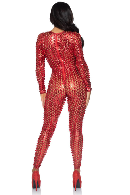 Laser Cut Metallic Catsuit Costume