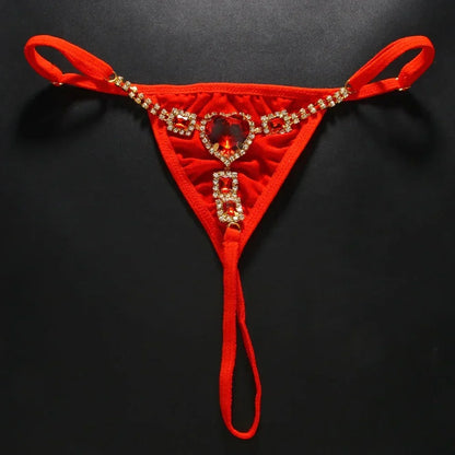 Red Crystal Heart Thong