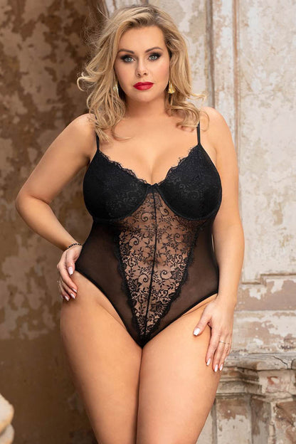 Plus Size Lace Underwire Teddy