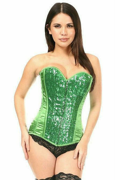 Green Sequin Steel Boned Corset
