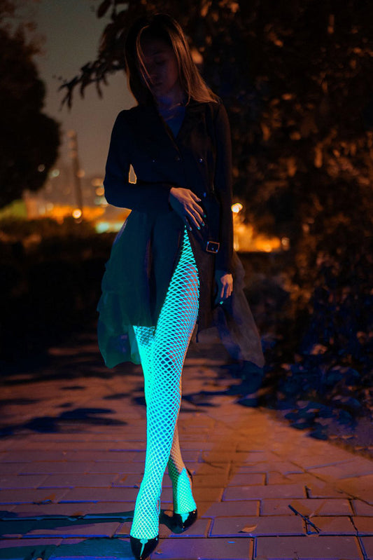 Glow In The Dark Fishnet Pantyhose