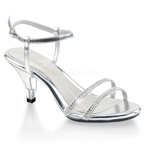 Silver Metallic 3" Stiletto Heel Ankle Strap Sandal