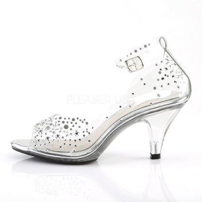 Rhinestones on Clear 3" Heel Ankle Strap Sandal