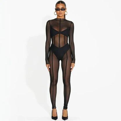 Gothyx® Black Mesh Seam Detail Jumpsuit