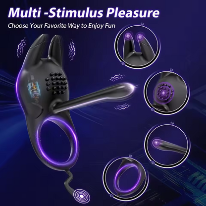 💥2025 New Multi-Stimulus Vibrating Cock Ring 🎁 with Clitoral & G-Spot Massager