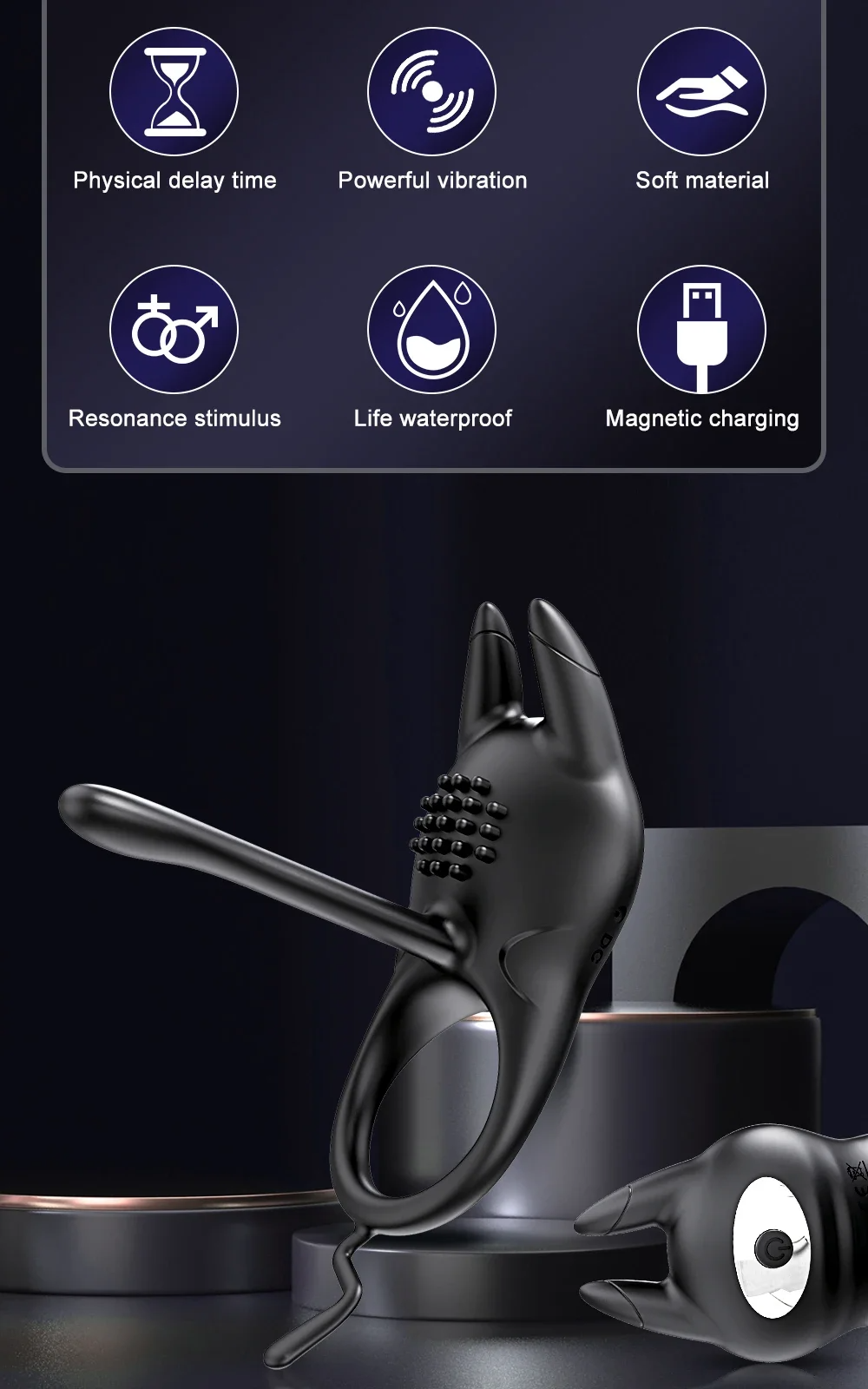 💥2025 New Multi-Stimulus Vibrating Cock Ring 🎁 with Clitoral & G-Spot Massager