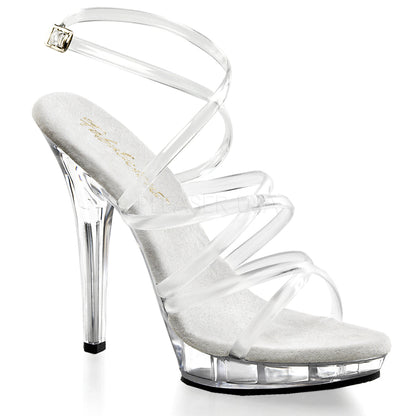 5" Heel Clear Criss-Cross Ankle Strap Sandal