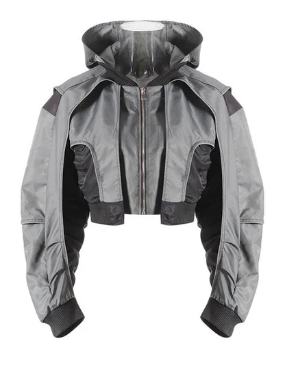Women's Hooded Bomber Gray