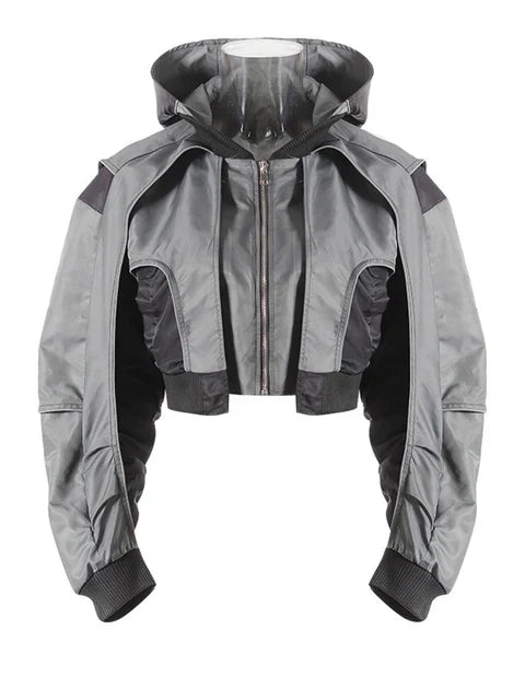 Women's Hooded Bomber Gray